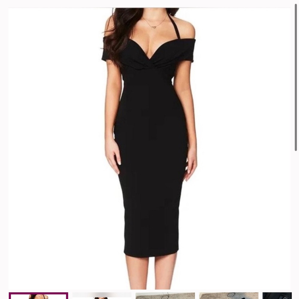 Nookie Black Off-Shoulder Midi Dress